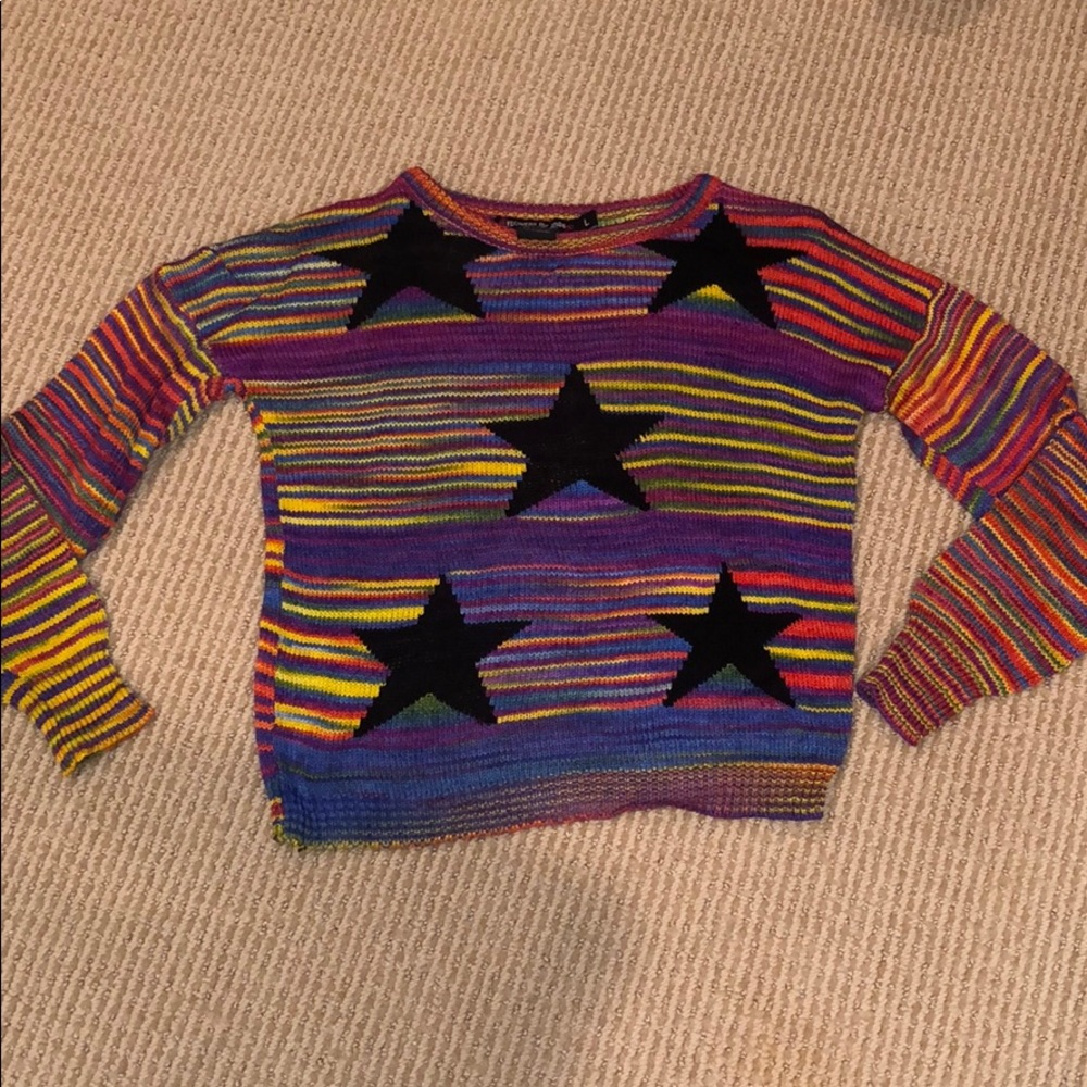 flowers by zoe rainbow black star sweater
